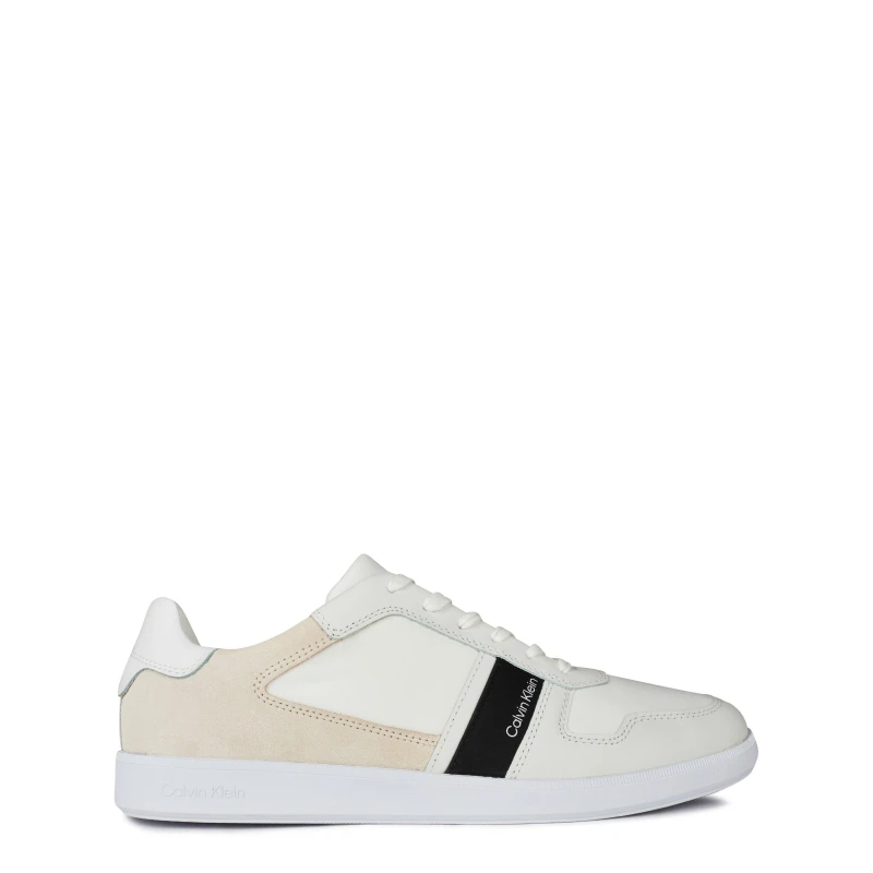 Image of Calvin Klein Lace Up Mix Trainers - White White 8