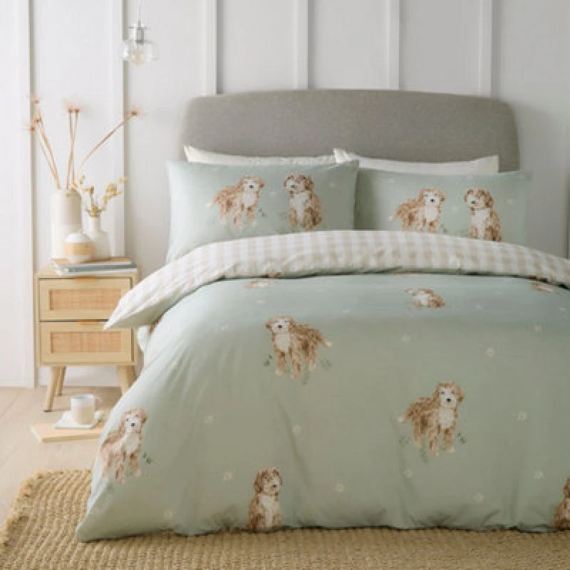 Image of Fusion Hattie The Cockapoo Duvet Cover Bedding Set Green