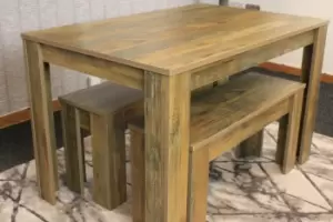 Image of Wooden Dining Table And 2 Benches kitchen table Set space saver