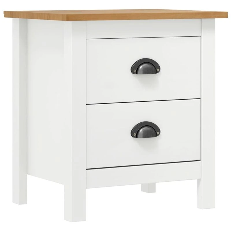 Image of VIDAXL Bedside Cabinet Hill White 46x35x49.5cm Solid Pine Wood vidaXL 8719883909721