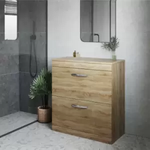 Image of Nuie - Athena Floor Standing 2-Drawer Vanity Unit and Worktop 800mm Wide - Natural Oak