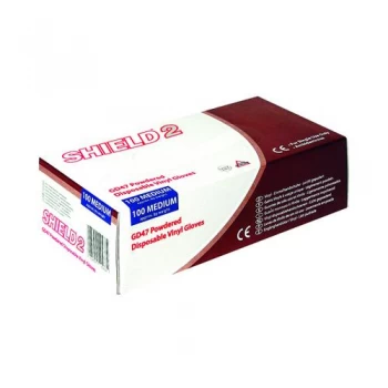 Image of Shield Powdered Clear Medium Vinyl Gloves Pack of 100 GD47