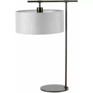 Image of Loops - Table Lamp Grey Cylinder Shade Modern Style Dark Brown LED E27 60W Bulb