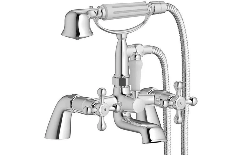Image of Aquarius Timeless Crosshead Bath Shower Mixer Tap With Kit Gold