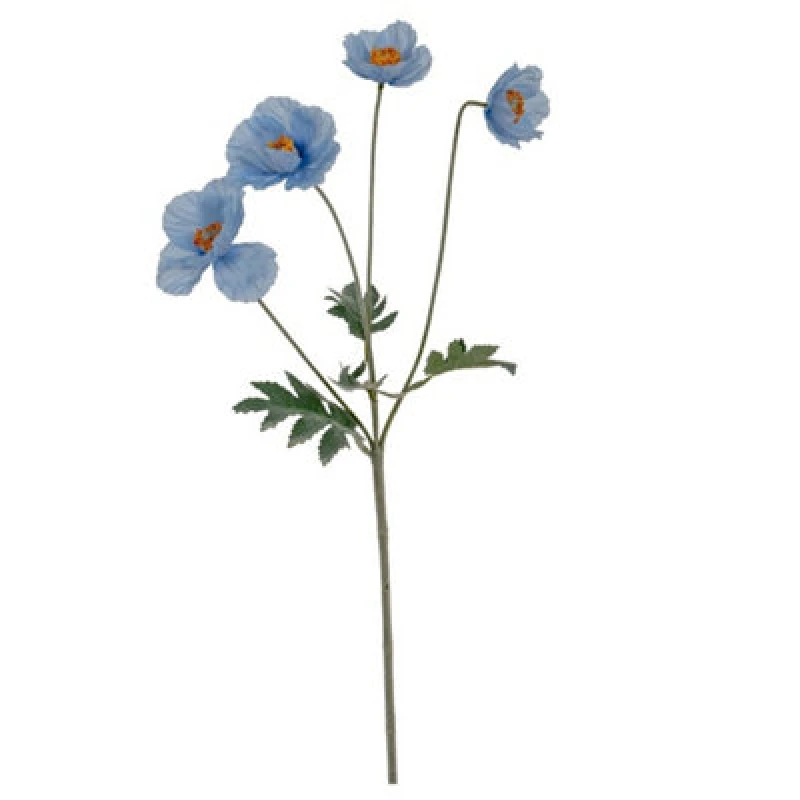 Image of Hill Interiors Papaver Oppy Spray Artificial Flower - Plastic - L15 X W15 X H58cm - Blue