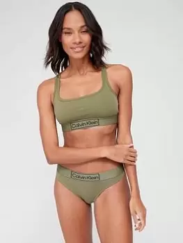 Image of Calvin Klein Reimagined Heritage Thong - Green Size M Women
