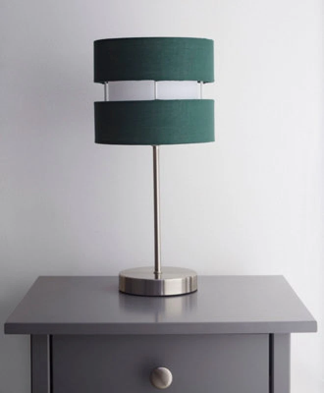 Image of K Living Table Lamp With Layer Fabric Light Shade Forest Green