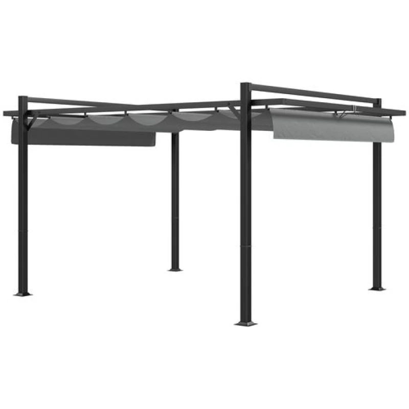 Image of Outsunny 3x4m Retractable Aluminium Pergola Canopy - Grey 84C-476V01CG