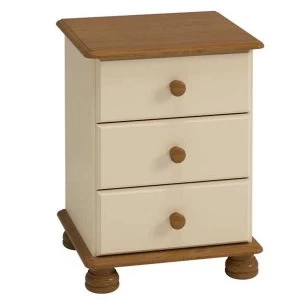 Image of Steens Richmond 3 Drawer Bedside Cabinet - Cream/Pine