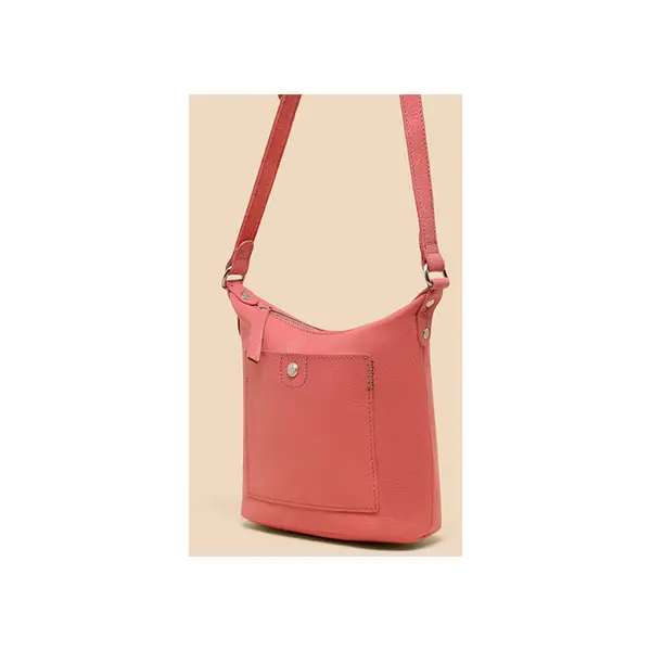 Image of WHITE STUFF White Stuff Mini Fern Leather Crossbody Bag Mid Coral 440896MIDCORAL