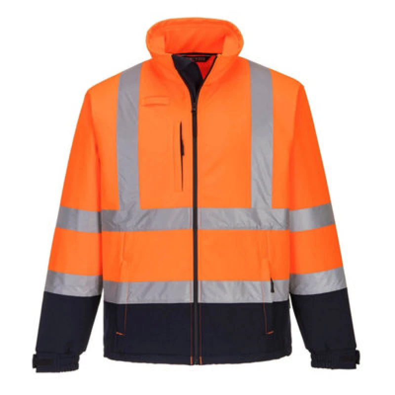 Image of Portwest Fleece Lined Class 3 Hi Vis Jacket S425ONRXXXL Colour: Orange / Navy