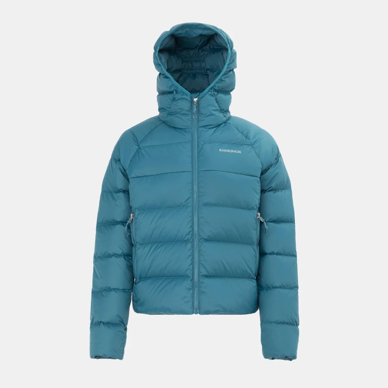 Image of Karrimor Womens Base Camp Wind Resistant Duck Down DWR Hip Length Down Jacket Teal female 8 (36)