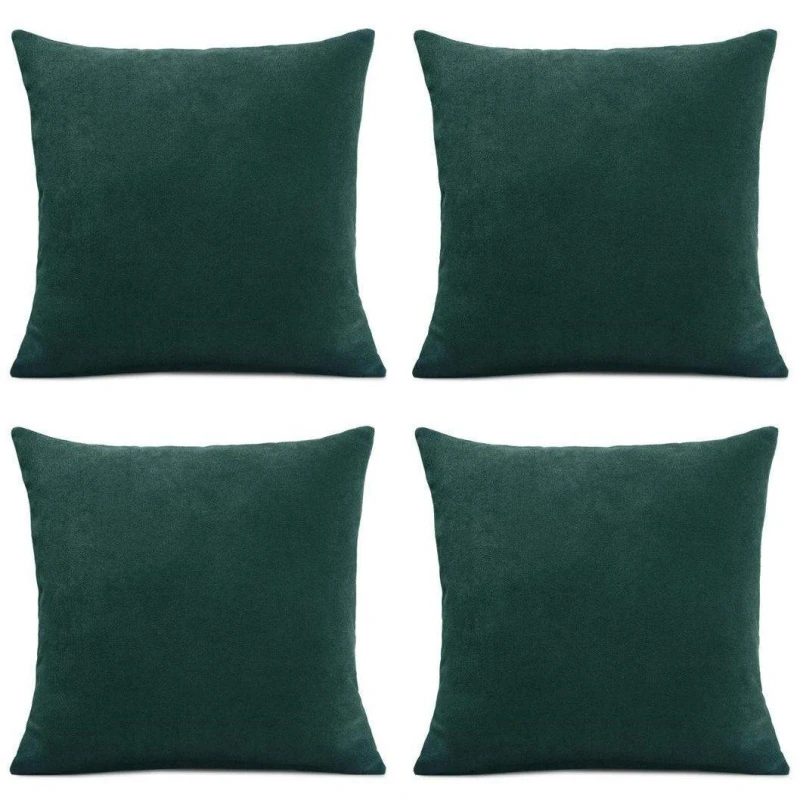 Image of Alan Symonds Set of 4 Plain Chenille Velvet Cushions Green unisex 45x45cm