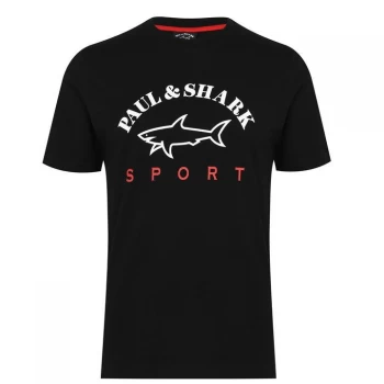 Image of Paul And Shark Sport Paul & Shark Sport Large Logo T Shirt - Black 011