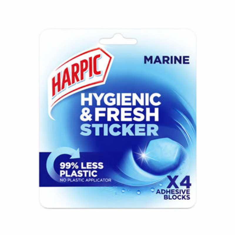 Image of Harpic Hygienic & Fresh Marine Stickers Toilet Freshener, 4 per Pack