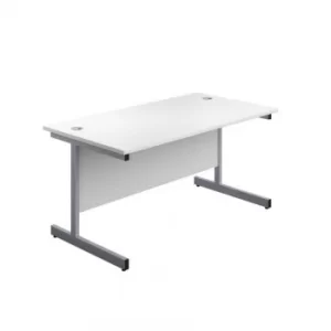 Image of 1200 X 800 Single Upright Rectangular Desk White-Silver
