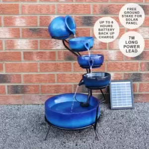 Image of Blue 4 Tier Spilling Bowls Water Feature