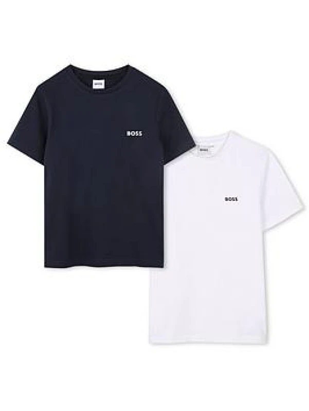 Image of Boss Kids 2 Pack Regular Fit T-Shirts Navy/WHite male 3-4 Yrs