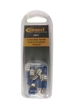 Image of 6.3mm Blue Female Push On Insulated Terminal Pk 10 Connect 36872