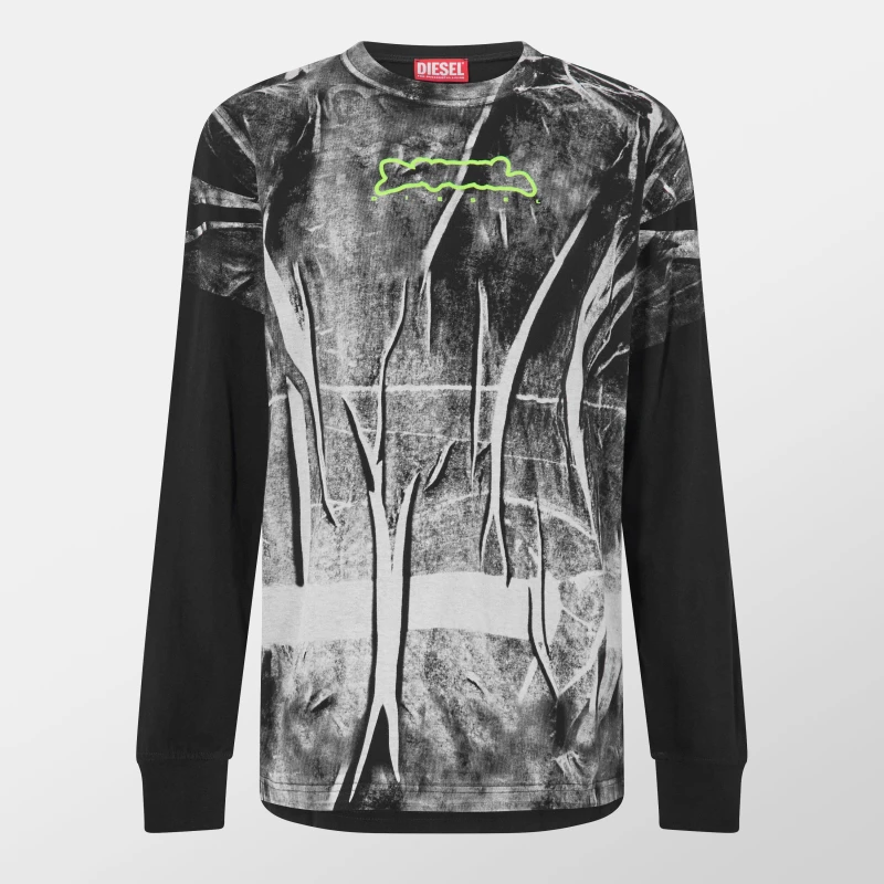 Image of Diesel Mens Regular Fit Long Sleeve T-Shirt Multicolor male S