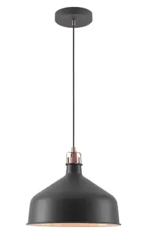 Image of Medium Ceiling Dome Pendant, 1 x E27, Sand Black, Copper, White