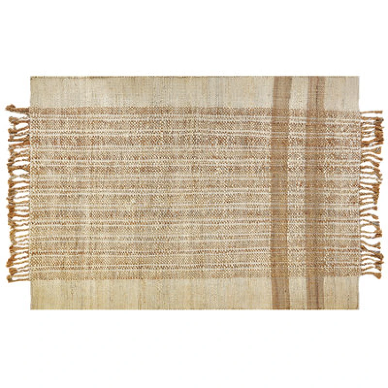 Image of Beliani Rug Ortaoba Beige 140 X 200 Cm Jute