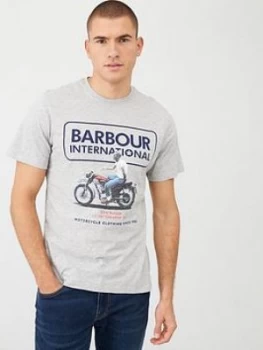 Image of Barbour International Steve Mcqueen Relaxed Print T-Shirt - Grey Marl