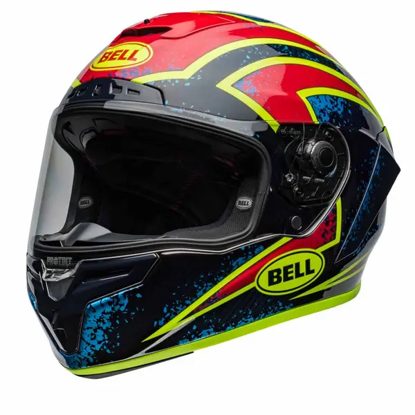 Image of Bell Race Star DLX Flex Xenon Gloss Blue Retina Full Face Helmet Size M