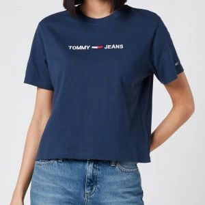 Image of Tommy Jeans Womens Modern Linear Logo T-Shirt - Twilight Navy - M