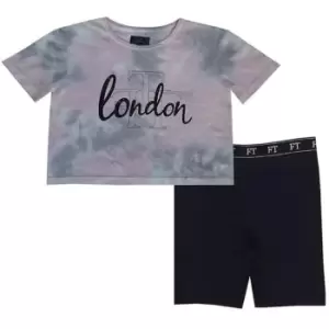 Image of Firetrap 2 Piece Cycle Short and T Shirt Set Junior Girls - Black