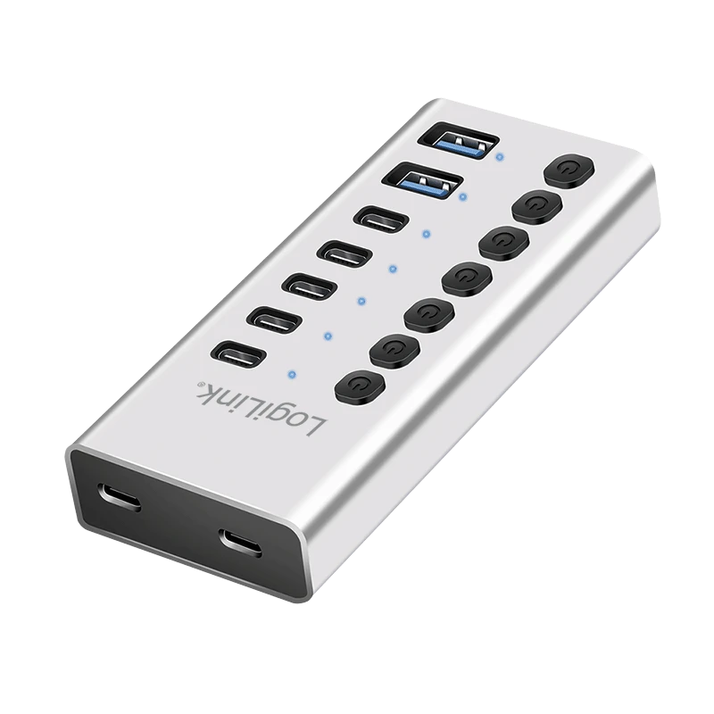 Image of LogiLink USB 3.1 Hub. 7-port . 2x USB-A. 5x USB-C. w/ switches. alumin