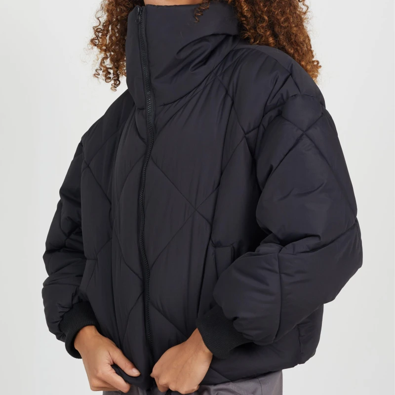 Image of Brave Soul Womens Diamond Quilted Funnel Neck Short Puffer Jacket Black female 8 (XS)