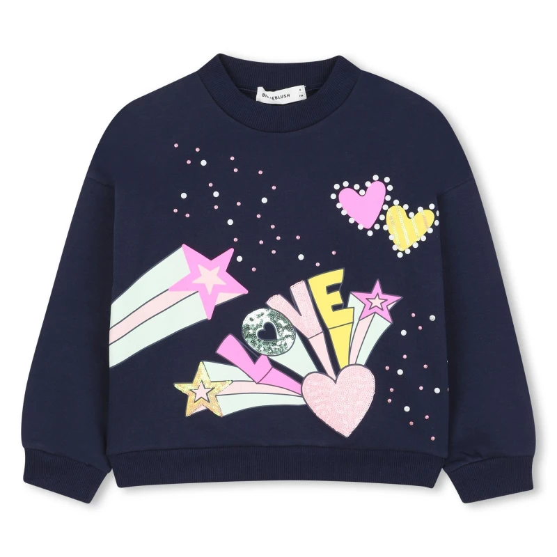 Image of BILLIEBLUSH Kids Graphic Crew Sweatshirt Crew Sweaters 10Y Blue 52317218195