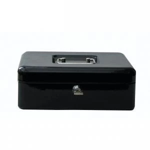 Image of Value 30cm 12" Key Lock Metal Cash Box Black 14158CA
