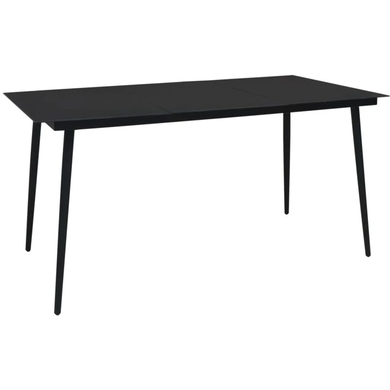 Image of VIDAXL Garden Dining Table Black 190x90x74cm Steel and Glass Vidaxl 8720286090213