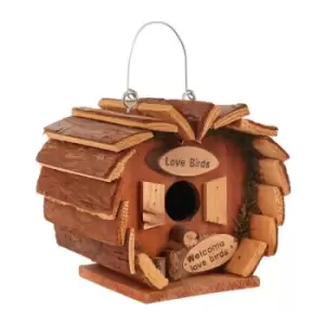 Image of Deluxe Hanging Wooden Bird House / Hotel