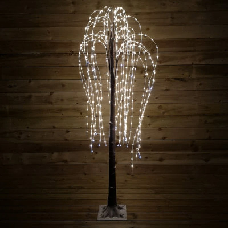 Image of Samuel Alexander 180Cm Brown Flocked Willow Tree 600 LED Warm White Garden Christmas Decoration
