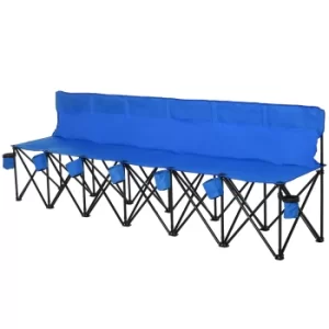 Image of Outsunny Folding Bench 6-Seats, Steel-Blue