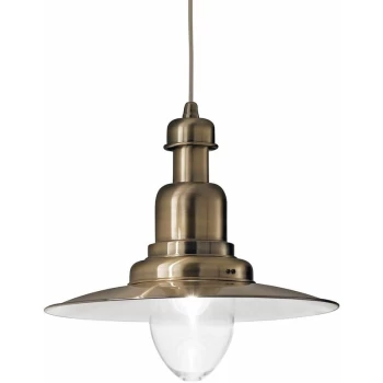 Image of Ideal Lux Lighting - Ideal Lux Fiordi - 1 Light Dome Ceiling Pendant Bronze, E27