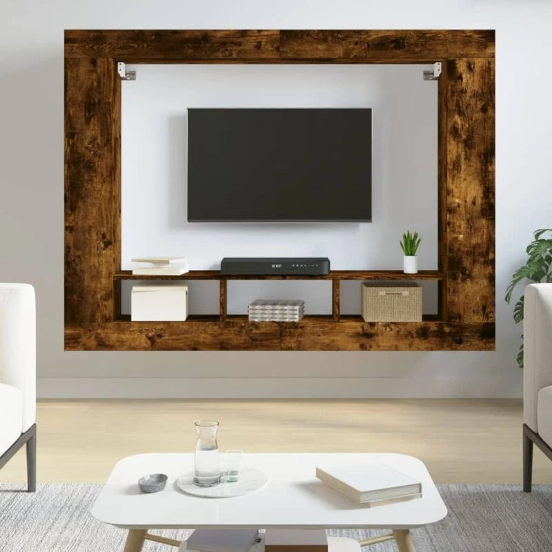 Image of VIDAXL Vidaxl - tv Cabinet Smoked Oak 152x22x113cm Engineered Wood 8720845922115