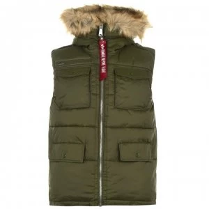 Image of Alpha Industries Hooded Gilet - Dark Green 257