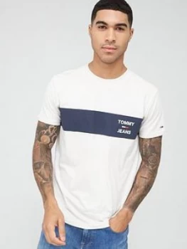 Image of Tommy Jeans Chest Stripe Logo T-Shirt - White