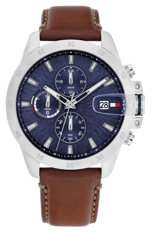 Image of Tommy Hilfiger 1792195 Brown Leather Strap Watch - W95368