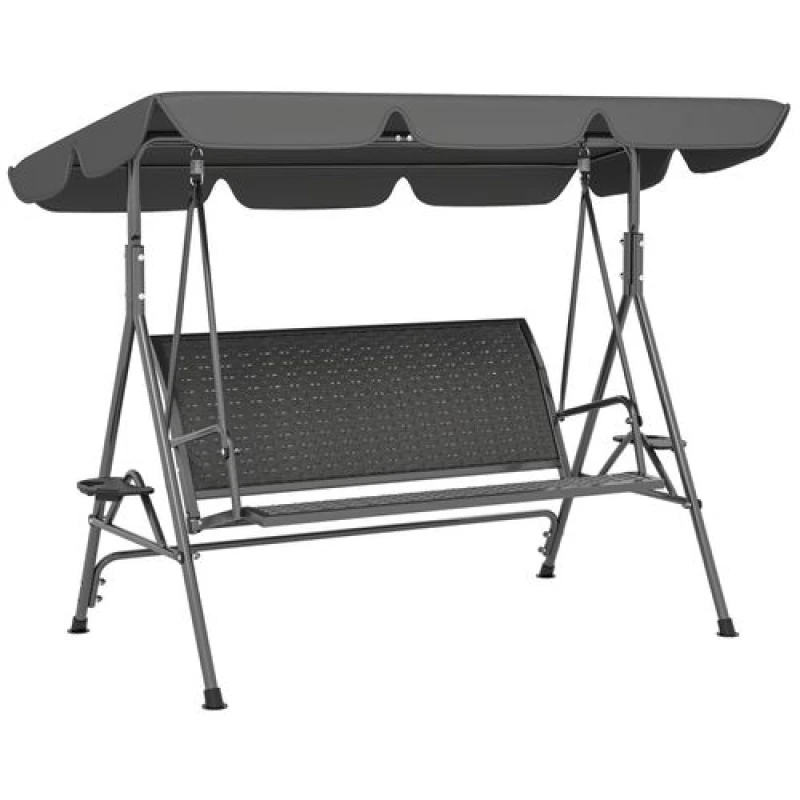Image of Outsunny 3 Seater Garden Swing Seat Bench w/ Adjustable Canopy, Grey 84A-277V00GY