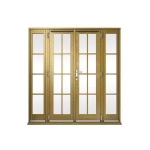 Image of Wickes Albery Georgian Bar Solid Oak Laminate French Doors 6ft with 2 Side Lites 300mm