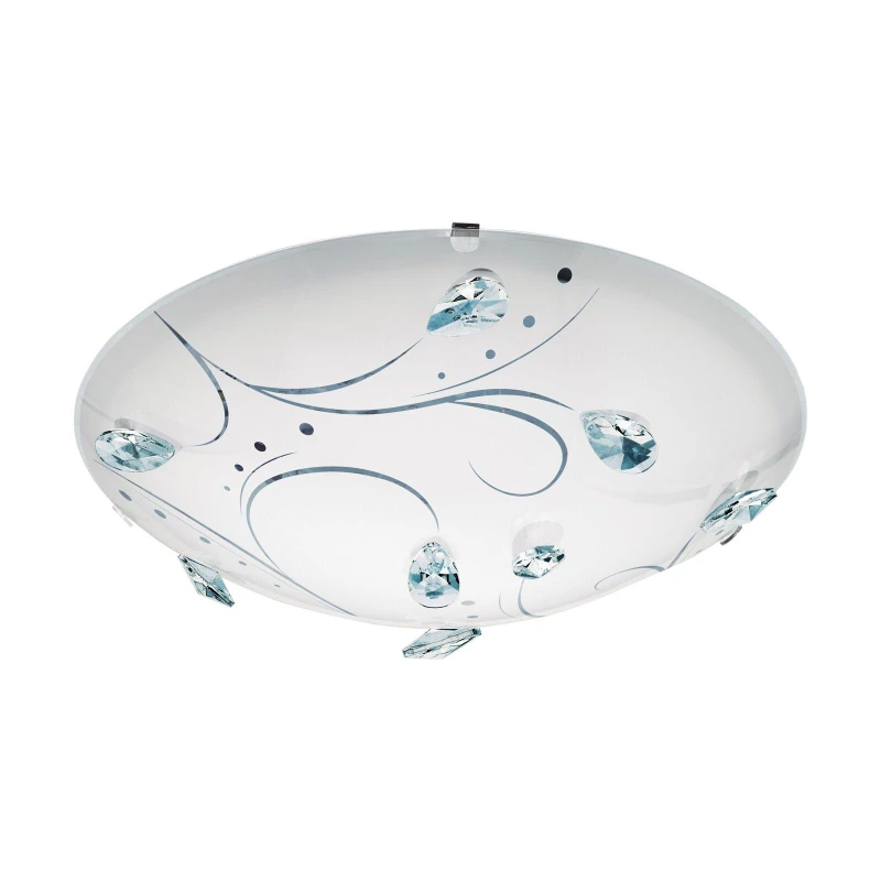 Image of Loops Wall Flush Ceiling Light White Steel Shade White Glass/Crystals Bulb LED 16W Inc White