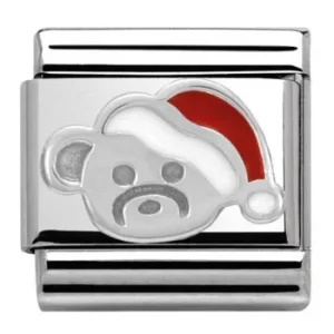 Image of Nomination CLASSIC Silvershine Christmas Teddy and Santa Hat Charm...