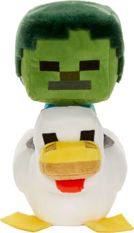 Image of Mattel Minecraft Plush Zombie Chicken Jockey Toy Collectible Stuffed Animal 8-inch Soft Doll Inspired by Video Game Character​​