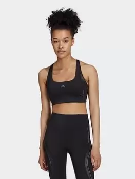 Image of adidas Powerimpact Luxe Training Medium-support Hiit Bra, Black/Grey, Size L, Women