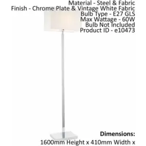 Image of Loops - Floor Lamp Light Chrome & Vintage White Fabric 60W E27 Base & Shade e10473